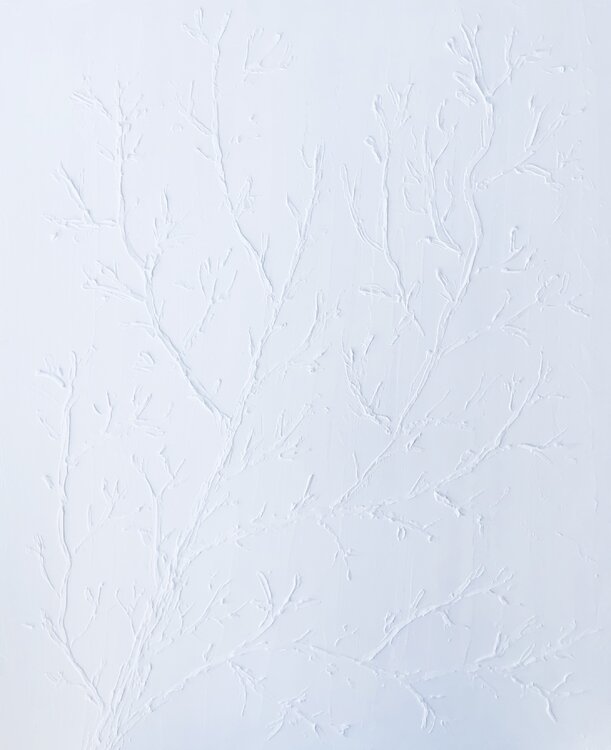 3D „Tree branches“ white textured, minimalistic abstraction Nataliia Krykun
