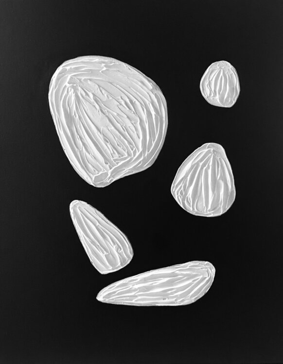 Black and White Rain - 3 D textured, plaster, minimalism Nataliia Krykun