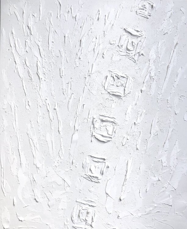 3D White abstract from the series „White reflection“ modern large painting textured, sculpture Nataliia Krykun