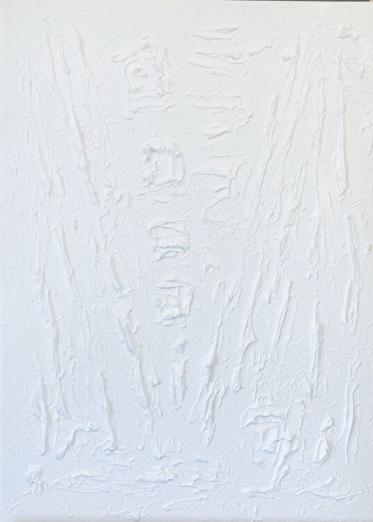 Series "Essential Silence - 9", white abstraction in 3D, textured Nataliia Krykun