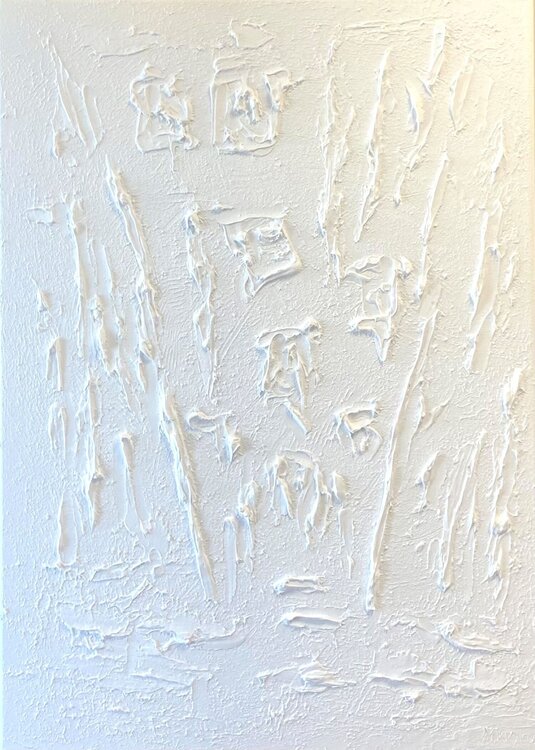 Series "Essential Silence - 10", white abstraction in 3D, textured Nataliia Krykun