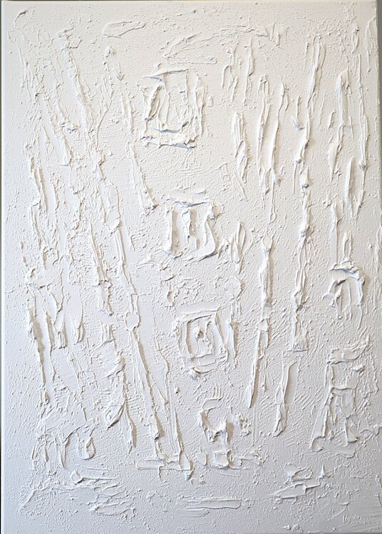 Series "Essential Silence - 5", white abstraction in 3D, textured Nataliia Krykun