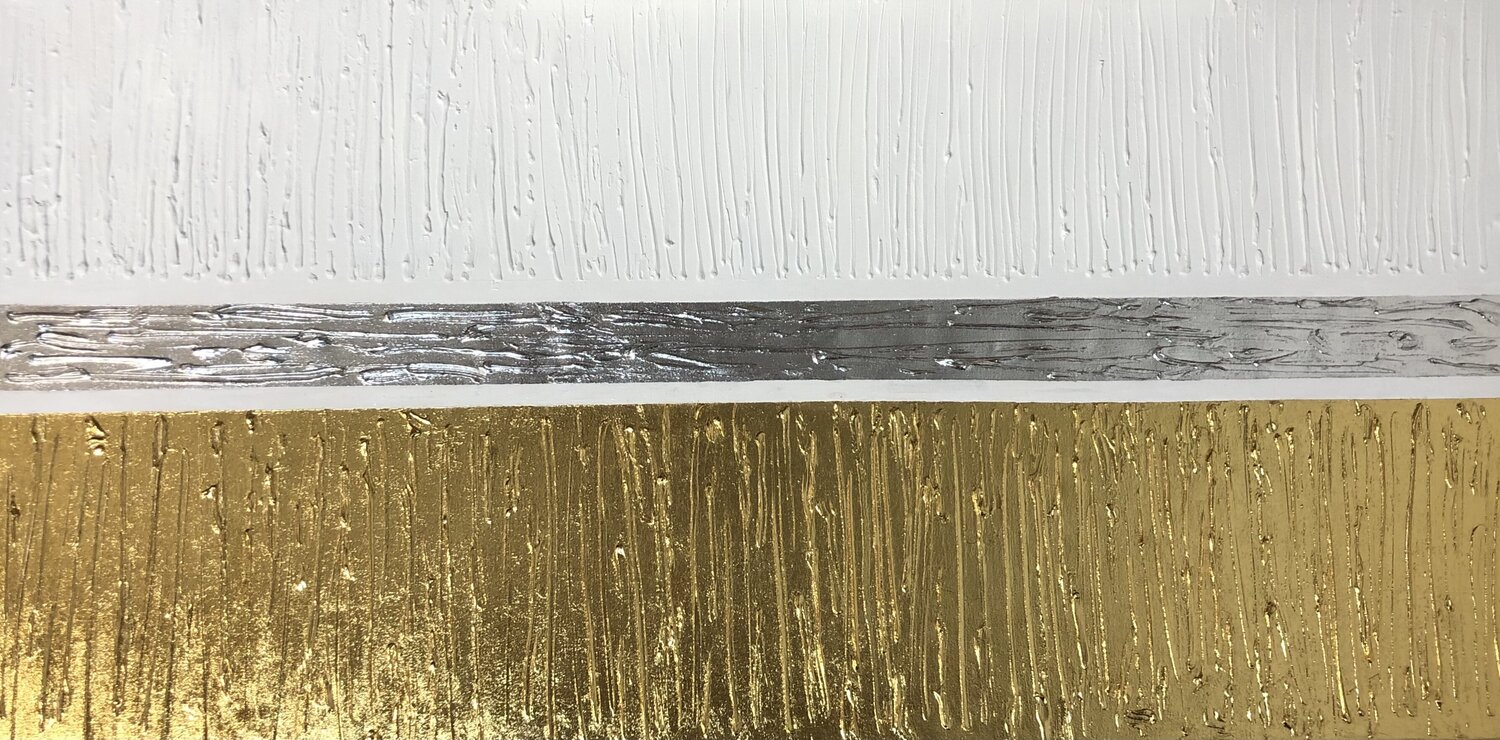 „Sunrise“ - 3D three-dimensional texture minimalistic gold silver white Nataliia Krykun