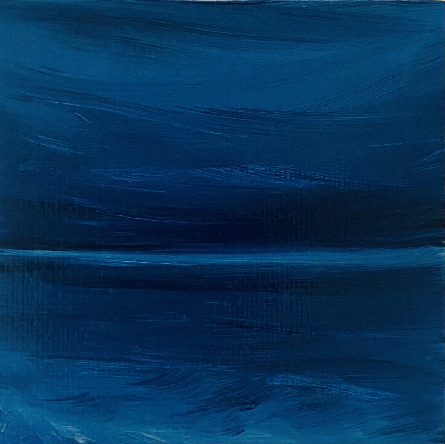 Seascape navy -  Sunset, skyline, turquoise waves Nataliia Krykun Origineel schilderij te koop