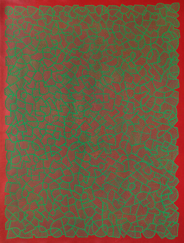 Malla verde sobre rojo van Paco Vila-Guillén, Schilderij te koop op Singulart