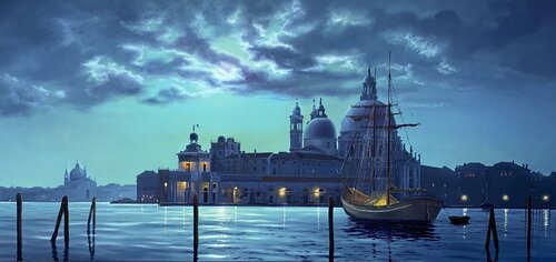 Venice night di Igor Dubovoy, Pittura in vendita su Singulart