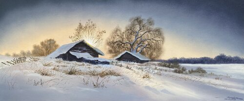 Winter sunset von Igor Dubovoy, Malerei kaufen auf Singulart