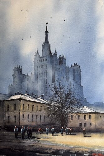 Moscow street van Igor Dubovoy, Schilderij te koop op Singulart