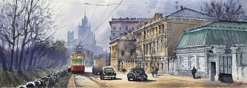 Moscow street van Igor Dubovoy, Schilderij te koop op Singulart