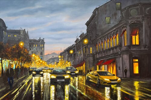 Moscow. Petrovka str. by Igor Dubovoy, 絵画 for Sale on Singulart