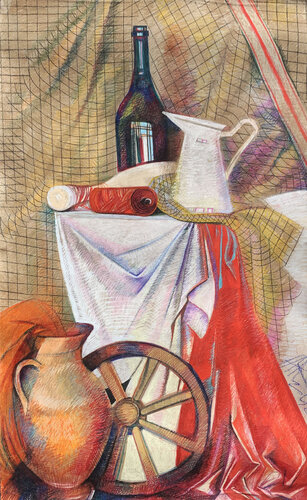 Still life with a Wheel di Anna Artemenko, Pittura in vendita su Singulart