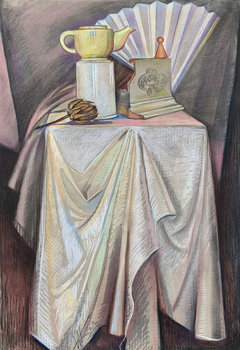 Still Life with Paper Fan van Anna Artemenko, Werk op papier te koop op Singulart