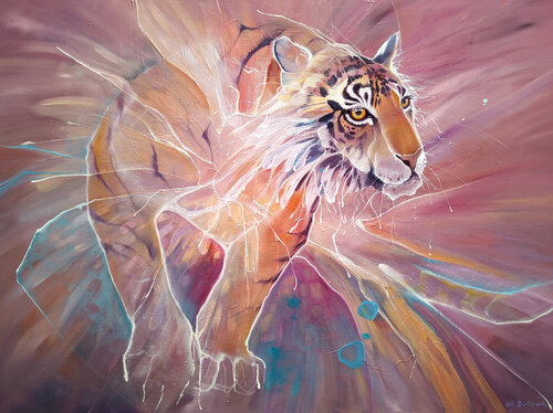 Tiger Materializing von Gill Bustamante, Malerei kaufen auf Singulart
