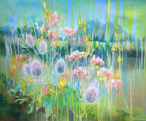 Summertime Riverbank van Gill Bustamante, Schilderij te koop op Singulart