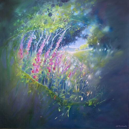 The Search Continues, a summer meadow painting de Gill Bustamante, Pintura a la venta en Singulart