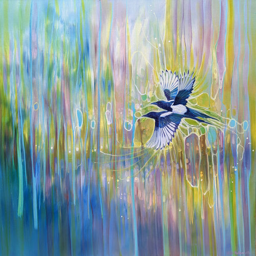 One for Sorrow, Two for Joy… par Gill Bustamante, Peinture en vente sur Singulart