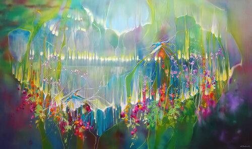 Kingfisher Romance di Gill Bustamante, Pittura in vendita su Singulart