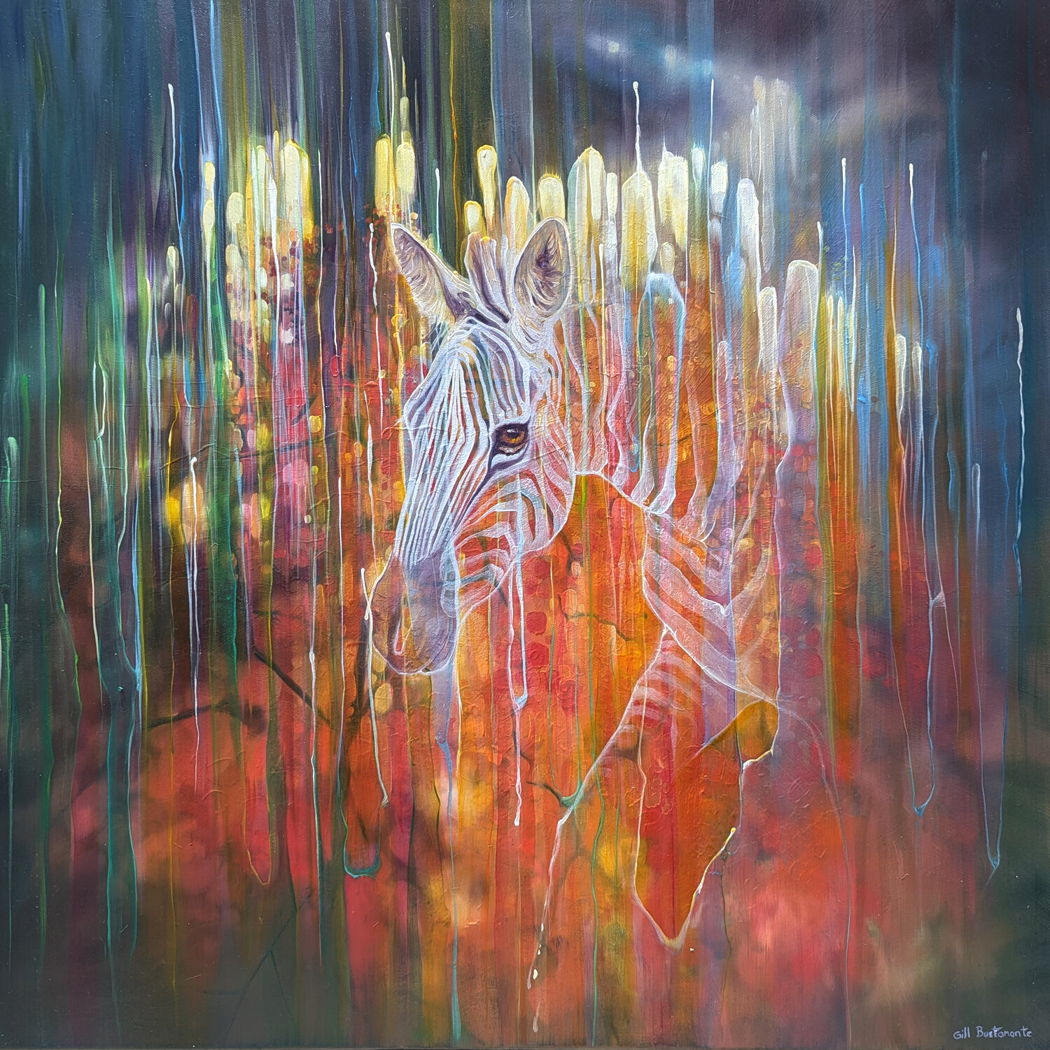 Zebra Queen Gill Bustamante Pintura original en venta