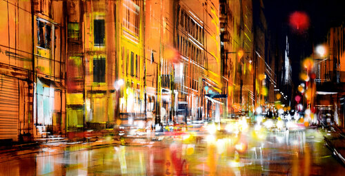 Yellow Urban Lighting di Bianca Prettau, Pittura in vendita su Singulart