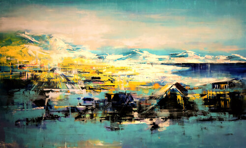Island in Winter - monumental study di Bianca Prettau, Pittura in vendita su Singulart