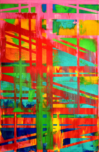DIY red geometry van Bianca Prettau, Schilderij te koop op Singulart