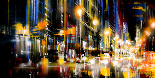 Avenue by night (re) van Bianca Prettau, Schilderij te koop op Singulart