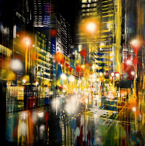 Busy Evening (re) van Bianca Prettau, Schilderij te koop op Singulart
