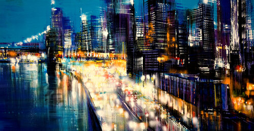 FDR Drive by Night van Bianca Prettau, Schilderij te koop op Singulart