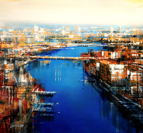 Over the blue river van Bianca Prettau, Schilderij te koop op Singulart