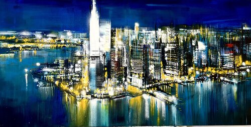 Postcard IXNY by night van Bianca Prettau, Schilderij te koop op Singulart