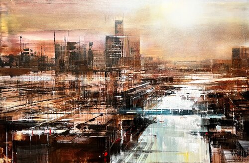 Copper sunset van Bianca Prettau, Schilderij te koop op Singulart