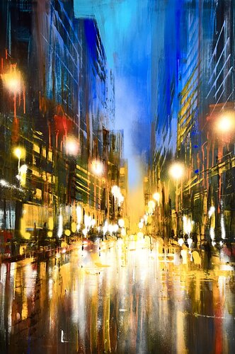 City Cité in blue van Bianca Prettau, Schilderij te koop op Singulart