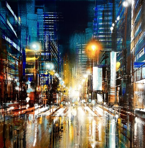 City Cité evening van Bianca Prettau, Schilderij te koop op Singulart