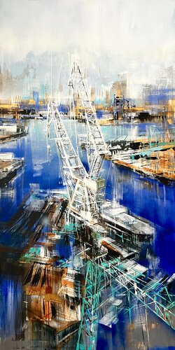 Navy back yard von Bianca Prettau, Malerei kaufen auf Singulart