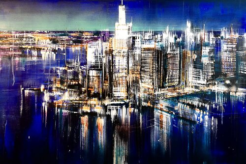 Hudson cruise By Night van Bianca Prettau, Schilderij te koop op Singulart