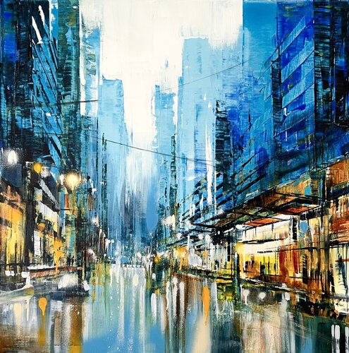 City Cité blues van Bianca Prettau, Schilderij te koop op Singulart