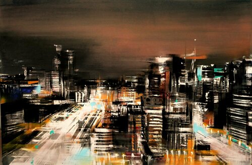 Industrial City van Bianca Prettau, Schilderij te koop op Singulart