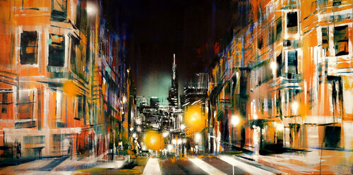 The Street on the Hill van Bianca Prettau, Schilderij te koop op Singulart