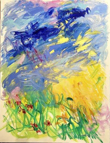 Des coquelicots ici aussi van Michèle Herblin, Schilderij te koop op Singulart