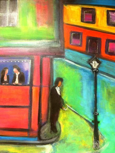 “Midnight Conversations II – The Corner Bar von Maria Doudouli, Malerei kaufen auf Singulart