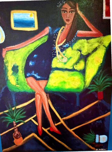 Green Sofa, The Quiet Within von Maria Doudouli, Malerei kaufen auf Singulart