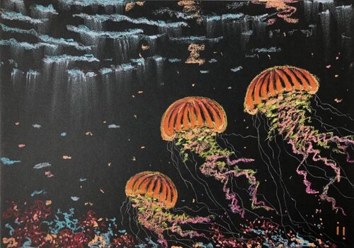 Les Méduses de Nemo - 42,5 X 32,5 cm encadré van Ines Soavi, Tekening te koop op Singulart
