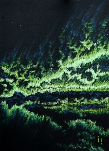 Luminescence Boréale - 31,9 x 41,9 encadré par Ines Soavi, Œuvre sur papier en vente sur Singulart