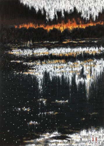Feu Crépusculaire - 31,9 X 41,9 encadré par Ines Soavi, Œuvre sur papier en vente sur Singulart