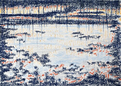 Étang de l'Or - 42,5 X 32,5 encadré by Ines Soavi, 종이 for Sale on Singulart