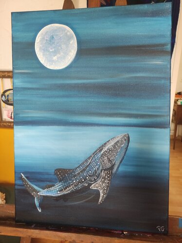 The moon shark von Perrine Gimenez, Malerei kaufen auf Singulart