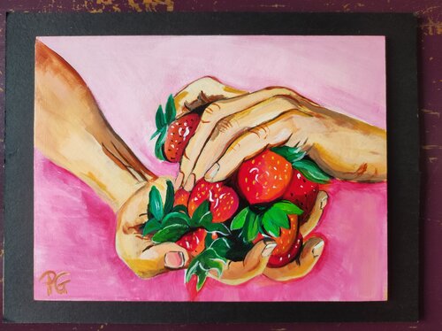 Une poignée de fraises von Perrine Gimenez, Malerei kaufen auf Singulart