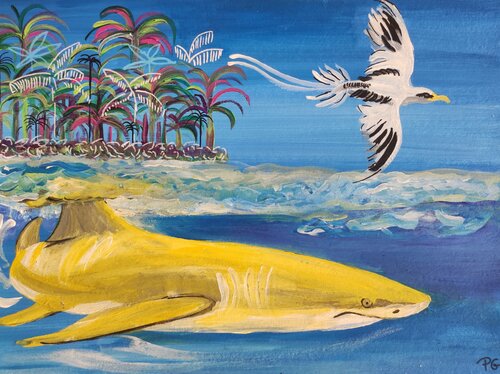 Lemon shark and Paille en queue 🇷🇪 von Perrine Gimenez, Malerei kaufen auf Singulart