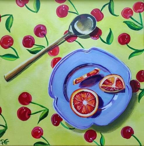 Blood orange plate von Perrine Gimenez, Malerei kaufen auf Singulart