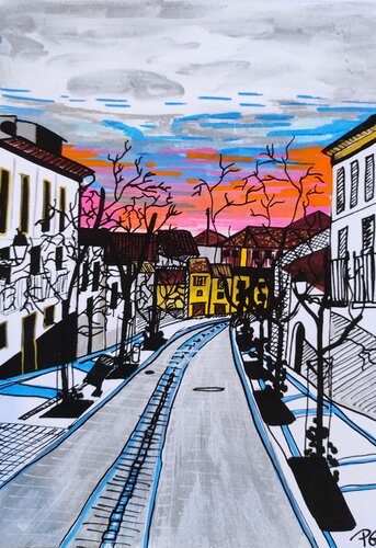 Crónicas de Granada: Cuesta de la Alhacaba di Perrine Gimenez, Pittura in vendita su Singulart